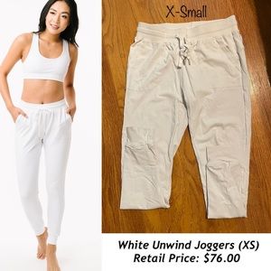 White Unwind Joggers XS Zyia